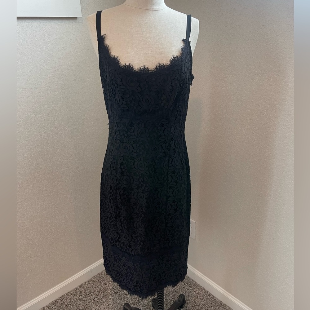 SOLD - DVF Black lace cocktail dress